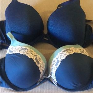 Two blue Victoria secret 38D bras